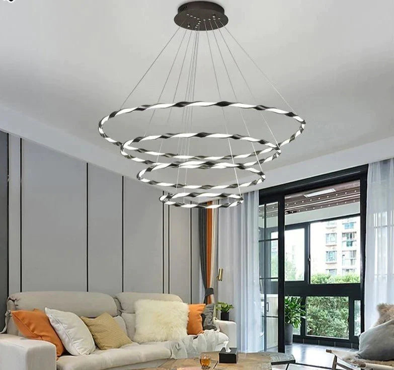 Modern Led Pendant Light White Coffee Circular Lamp For Living Room Office Round Ring Big