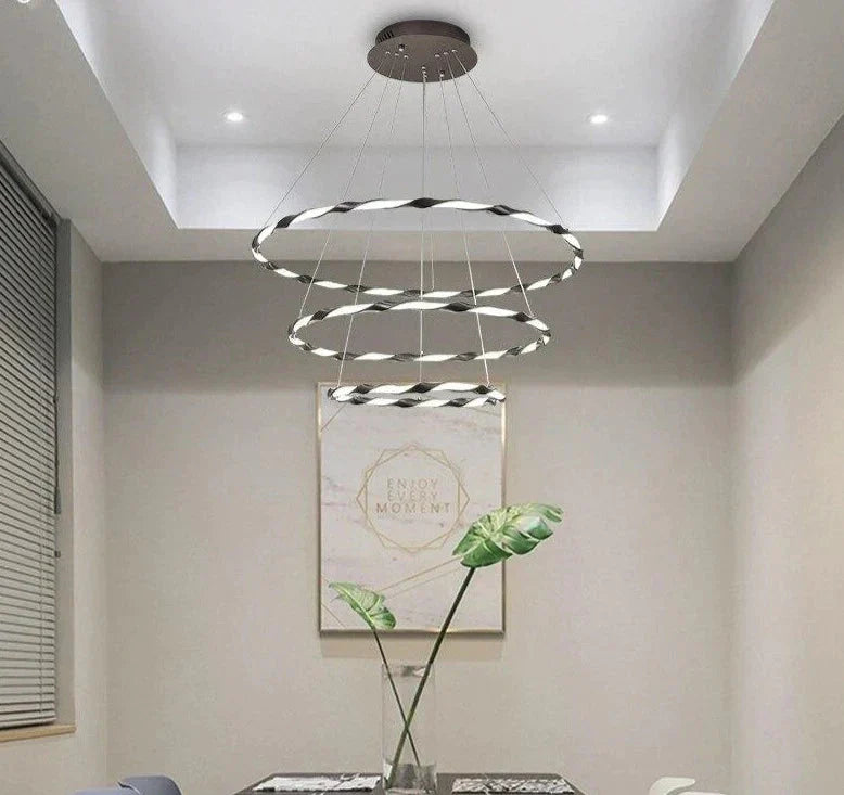 Modern Led Pendant Light White Coffee Circular Lamp For Living Room Office Round Ring Big