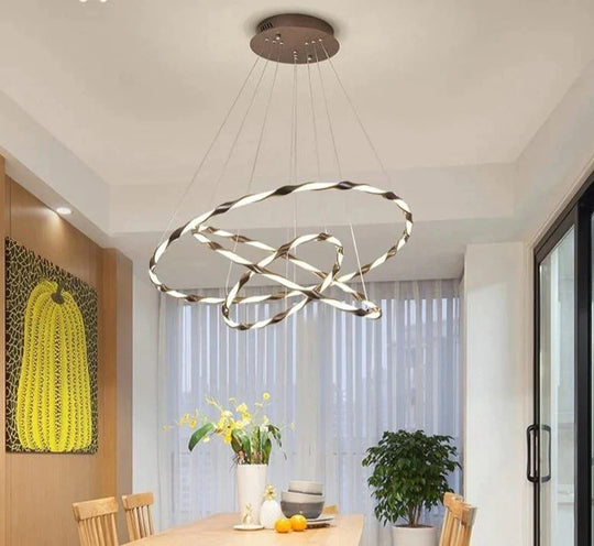 Modern Led Pendant Light White Coffee Circular Lamp For Living Room Office Round Ring Big