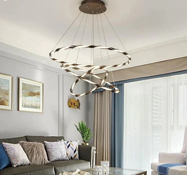 Modern Led Pendant Light White Coffee Circular Lamp For Living Room Office Round Ring Big