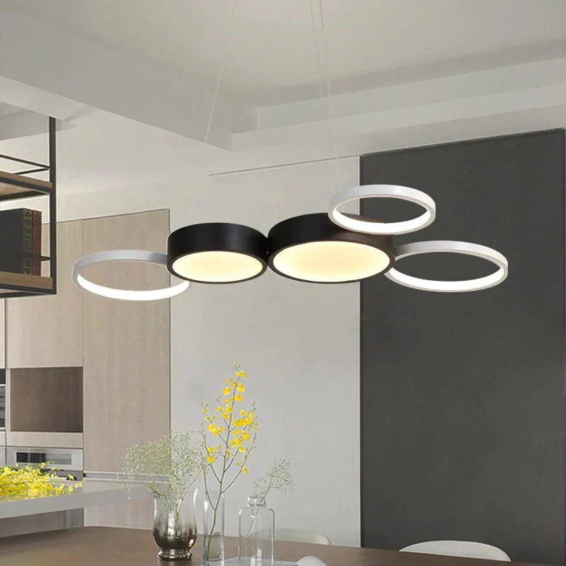 Modern White With Blackled Pendant Lights For Dining Kitchen Room Bar Shop Suspension Deco Hanging