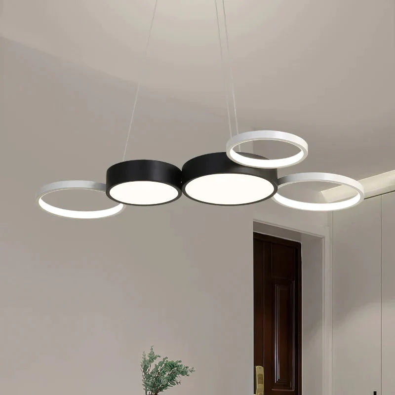 Modern White With Blackled Pendant Lights For Dining Kitchen Room Bar Shop Suspension Deco Hanging