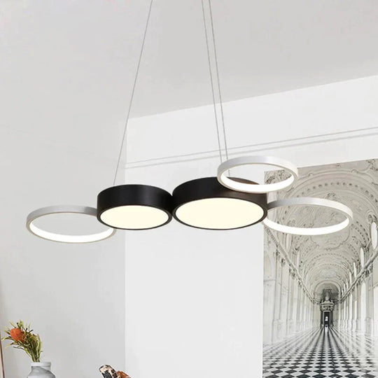 Modern White With Blackled Pendant Lights For Dining Kitchen Room Bar Shop Suspension Deco Hanging