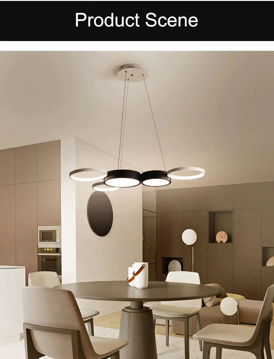 Modern White With Blackled Pendant Lights For Dining Kitchen Room Bar Shop Suspension Deco Hanging