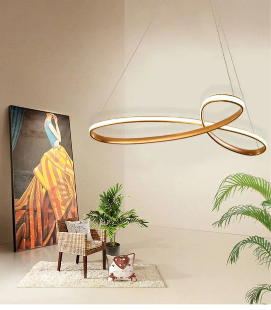 Gold Painted Led Pendant Lights Fashion Living Bedroom Decorative Restaurant Dining Kitchen Lamp
