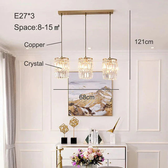 Modern Pendant Lamp Dining Crystal Lights For Bar Minimalist Bedroom Bedside Light Fixtures Kitchen