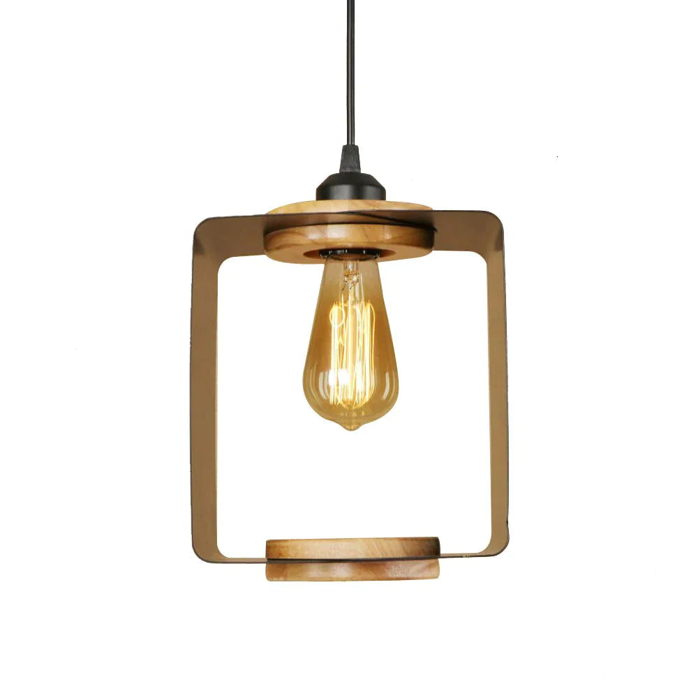 Country Retro Square Iron Pendant Light Led E27 Modern Industrial Hanging Lamp With 4 Colors For