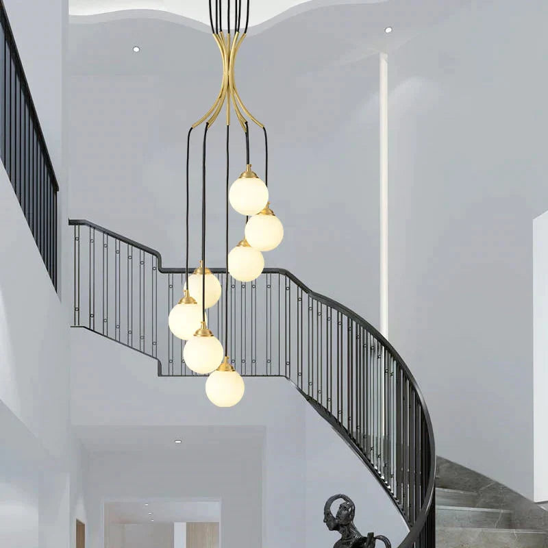 Modern Pendant Light With Round White Glass Ball Living Room Lamp Bedroom Hanging Lighting