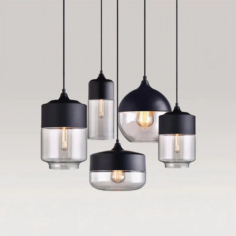 Glass Lamp Modern Pendant Lights Kitchen Fixtures For Dining Room Restaurant Bar Black White Indoor