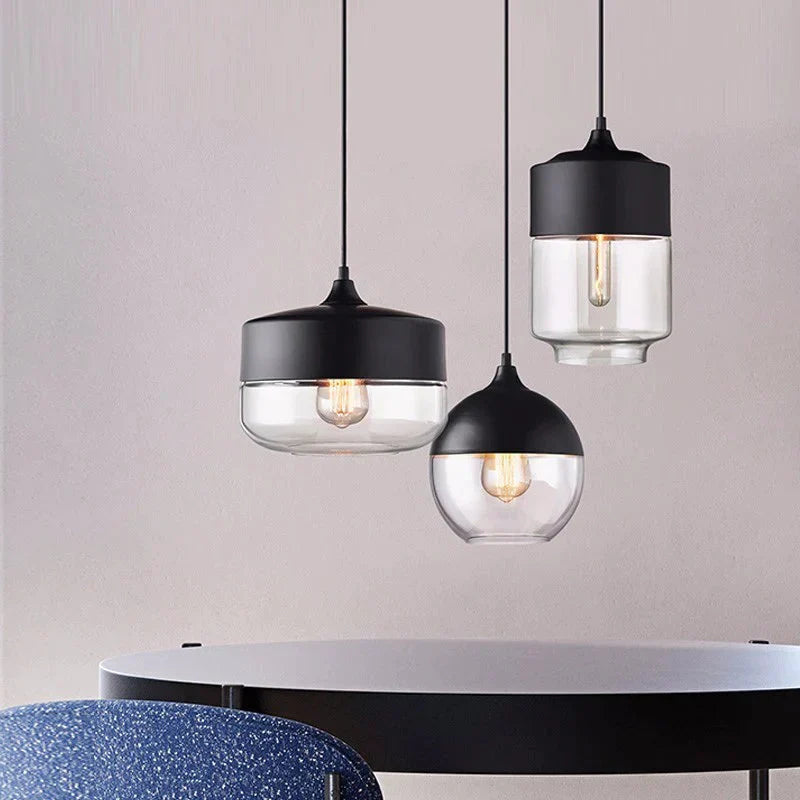 Glass Lamp Modern Pendant Lights Kitchen Fixtures For Dining Room Restaurant Bar Black White Indoor