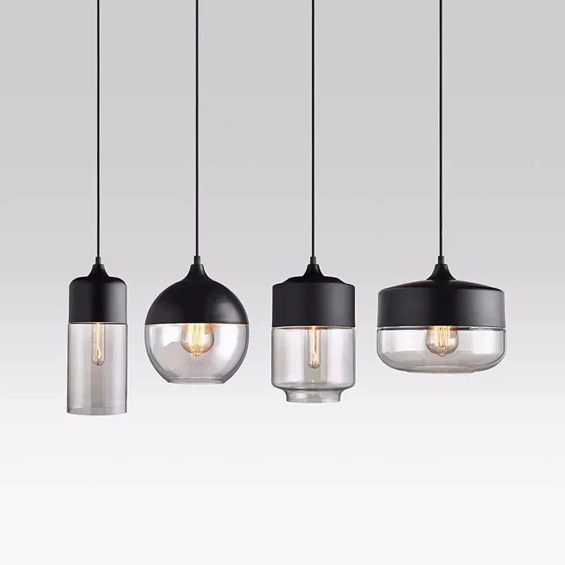 Glass Lamp Modern Pendant Lights Kitchen Fixtures For Dining Room Restaurant Bar Black White Indoor