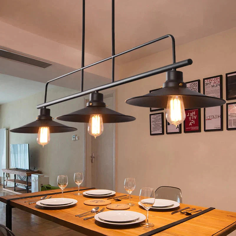 Vintage Pendant Lights For Dining Room Kitchen Fixtures Loft Iron Lampshade Black Retro Restaurant