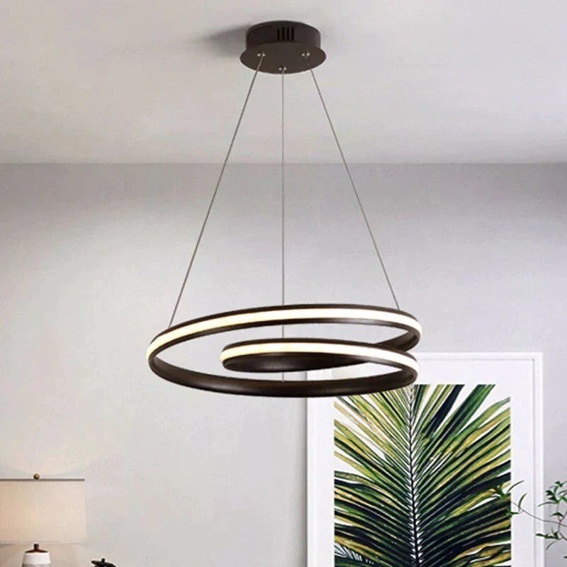 Black Round Modern Led Pendant Lights For Living Room Home Decor Suspension Hanging Lamp Fixtures