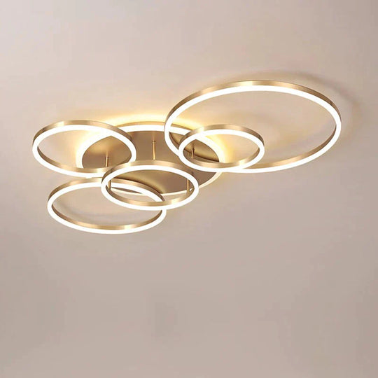 Modern Ceiling Lights For Living Room Circle Gold Brown Led Plafon Decor Bedroom Lamps Fixture With