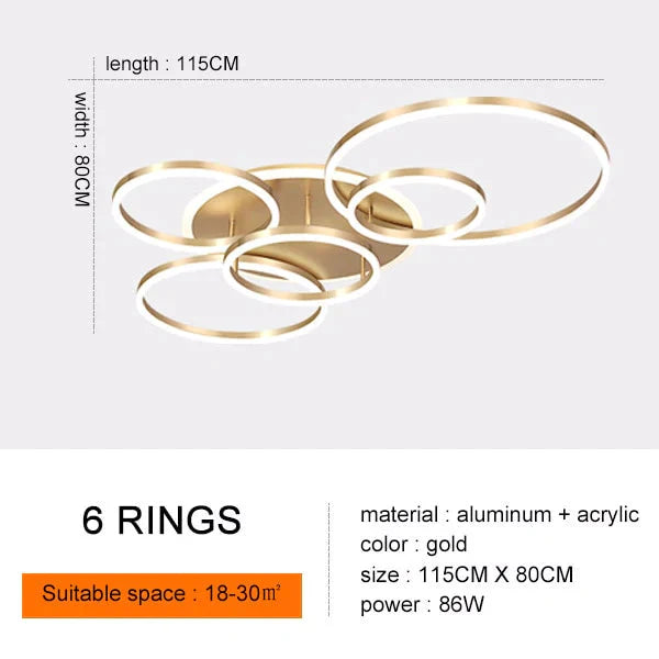 Modern Ceiling Lights For Living Room Circle Gold Brown Led Plafon Decor Bedroom Lamps Fixture With