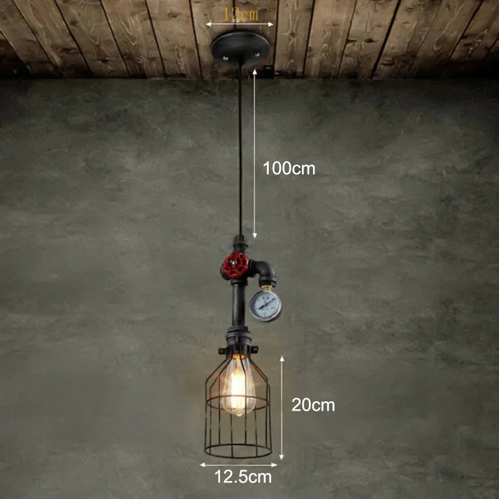 E26/E27 Retro Loft Style Pendant Lamp Water Pipe Industrial Vintage Fixtures Bar Dinning Room Living