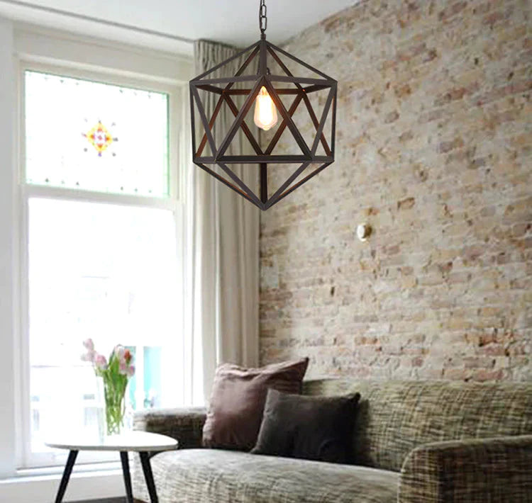 Creative Pendant Lights Loft Retro Industrial Rhombohedron Lamps For Bar/Restaurant Personality