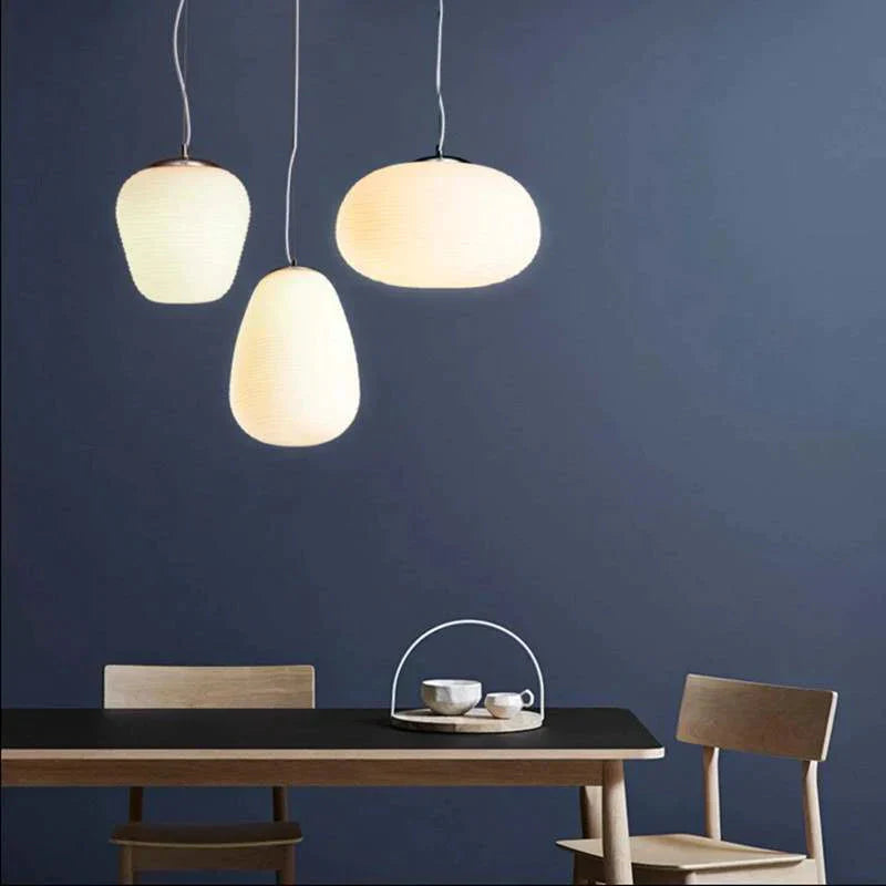 Nordic Simlpe Milky White Pendant Lights E27 Glass Single Head Lamp For Living Room Dining Bedroom