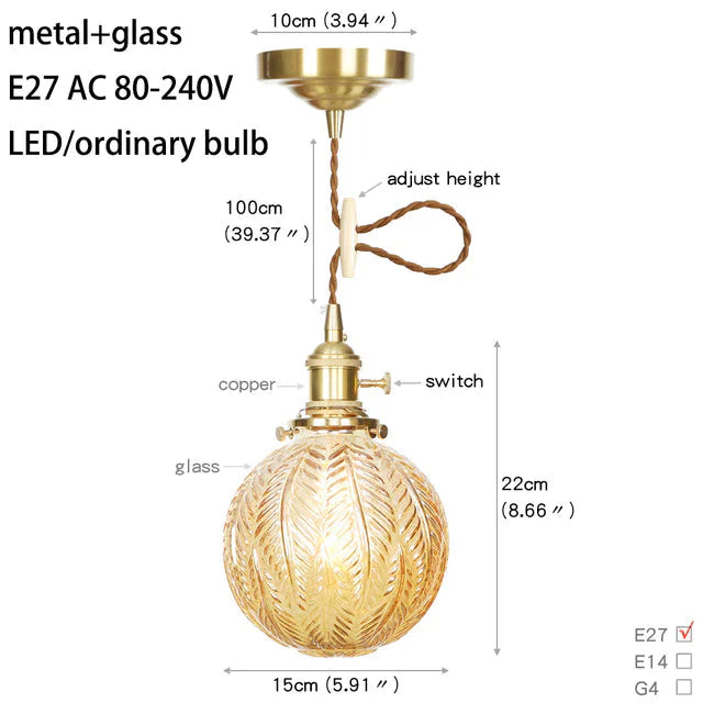 11 Style Minimalist Design Glass Pendant Lamp Led Interior Bedroom Bedside Living Room Dining