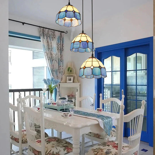 Pastoral Loft Modern Blue Glass Pendant Light Led E27 Art Deco Vintage Hanging Lamp For Living Room