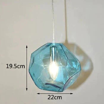 Modern Colored Glass Pendant Light E14 Led Lustrous Single Head Hanging Lamp For Kitchen Living