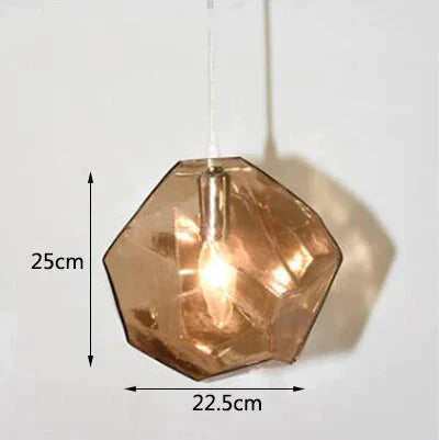 Modern Colored Glass Pendant Light E14 Led Lustrous Single Head Hanging Lamp For Kitchen Living