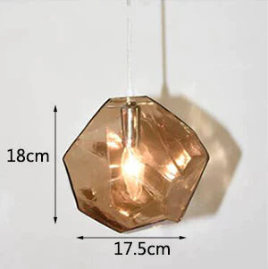 Modern Colored Glass Pendant Light E14 Led Lustrous Single Head Hanging Lamp For Kitchen Living