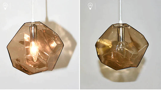 Modern Colored Glass Pendant Light E14 Led Lustrous Single Head Hanging Lamp For Kitchen Living