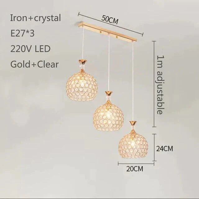 Modern Simplicity Style Indoor Decorations Pendant Lamp E27 Led Crystal Lights For Restaurant 3