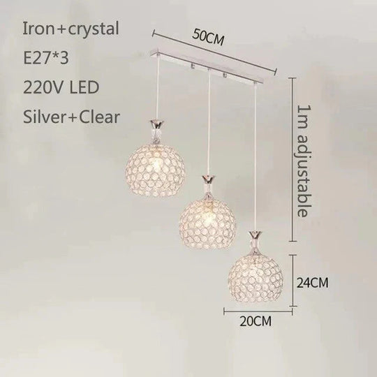 Modern Simplicity Style Indoor Decorations Pendant Lamp E27 Led Crystal Lights For Restaurant 3