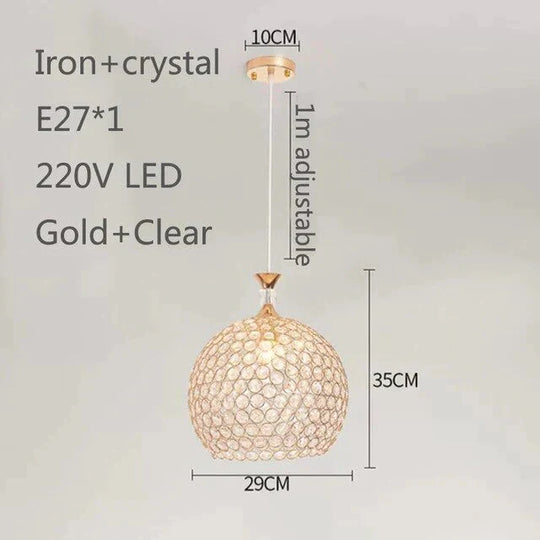 Modern Simplicity Style Indoor Decorations Pendant Lamp E27 Led Crystal Lights For Restaurant 3