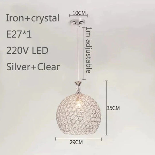 Modern Simplicity Style Indoor Decorations Pendant Lamp E27 Led Crystal Lights For Restaurant 3