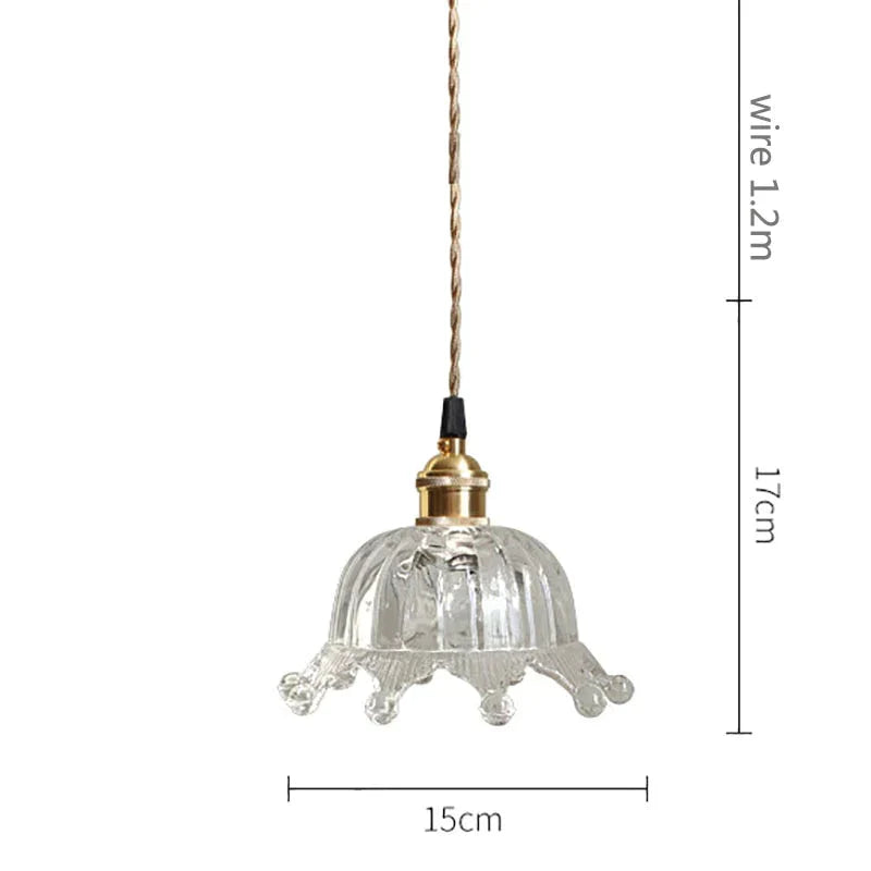 Nordic Brass Glass Pendant Lamp Modern Little Crown Lights Led E27 Decoration Hanging For Cafe