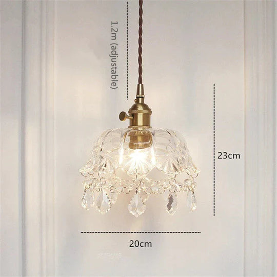 Nordic Brass Glass Pendant Lamp Modern Little Crown Lights Led E27 Decoration Hanging For Cafe