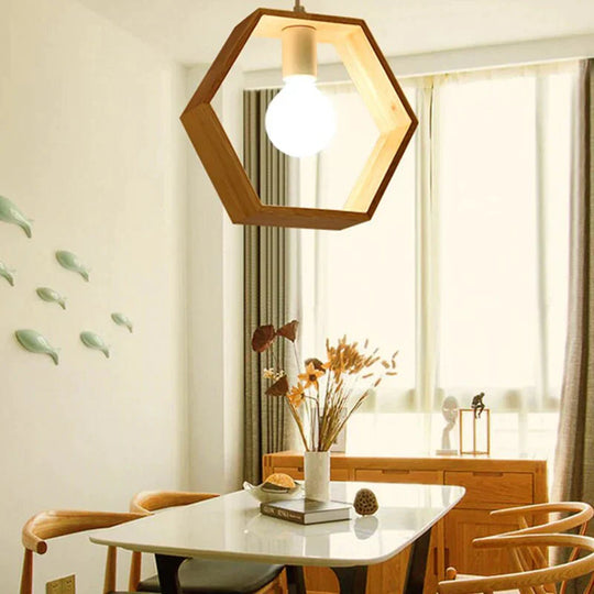 Minimalist Solid Wood Pendant Lights E27 Led Single Head Hanging Lamp For Living Room Bedroom Study