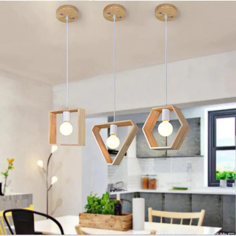 Minimalist Solid Wood Pendant Lights E27 Led Single Head Hanging Lamp For Living Room Bedroom Study