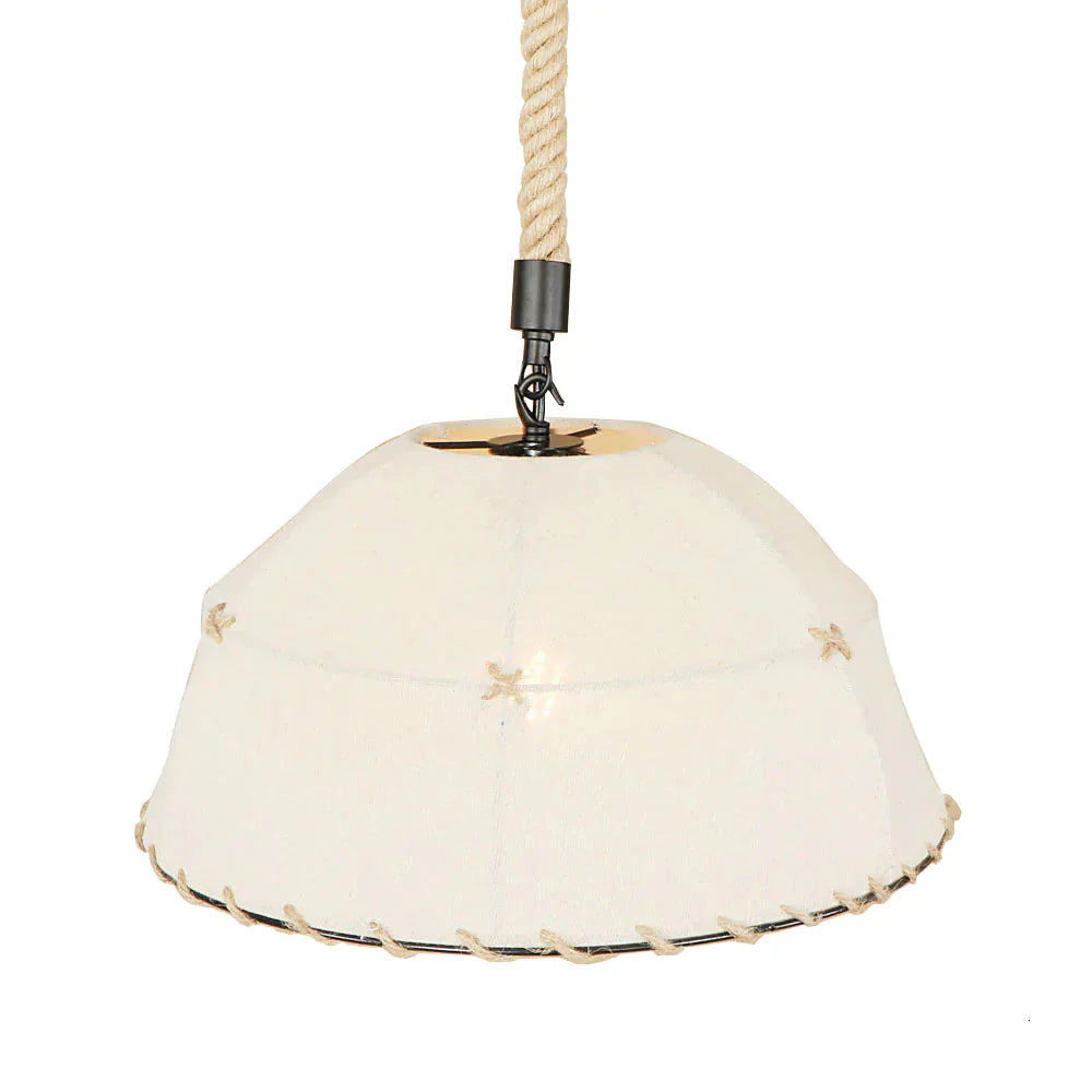 Home Deco Countryside Fabric White Pendant Light Led E27 Simple Hanging Lamp For Lounge Shop Cafe