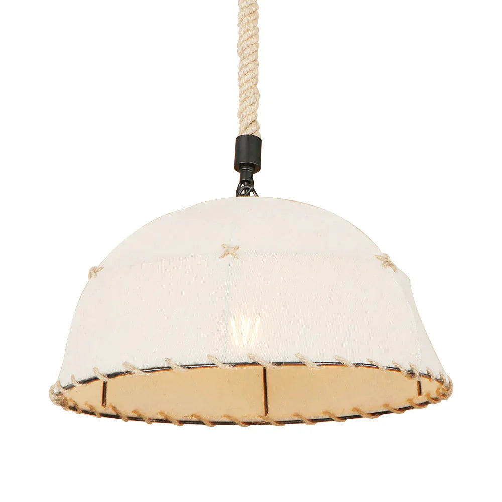 Home Deco Countryside Fabric White Pendant Light Led E27 Simple Hanging Lamp For Lounge Shop Cafe