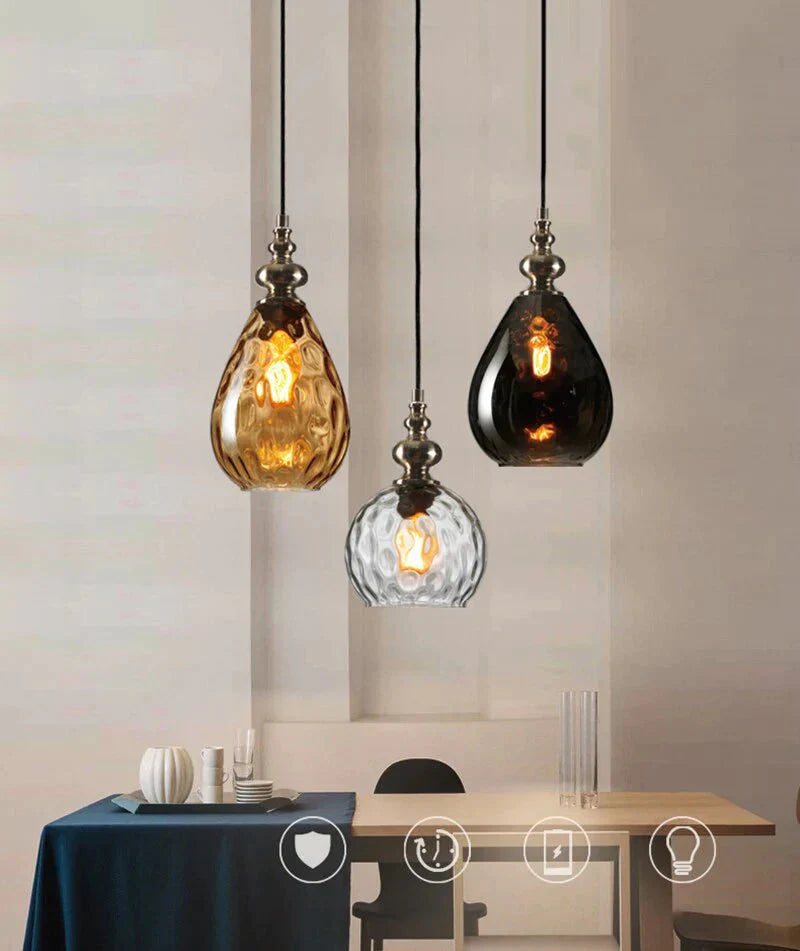 Vintage Home Deco Glass Pendant Light Led E27 Modern Loft Hanging Lamp Wich 3 Colors For Bedroom