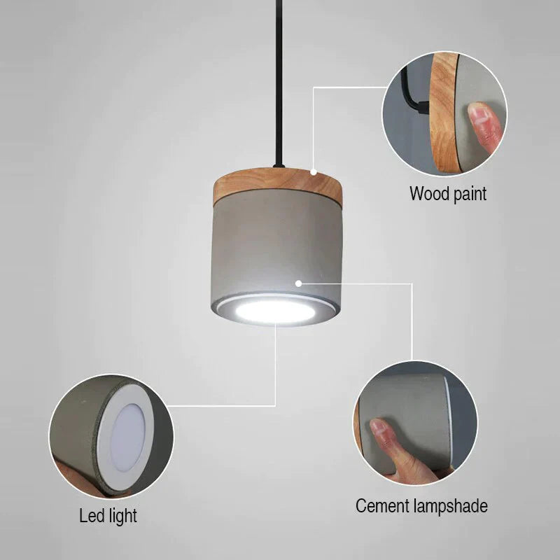 Modern Industrial Led Single Head Cement Pendant Lamps Warm Simple Hanging Light For Living Room