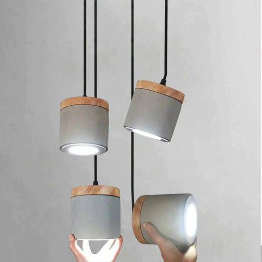 Modern Industrial Led Single Head Cement Pendant Lamps Warm Simple Hanging Light For Living Room