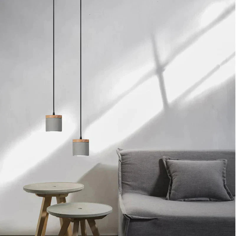 Modern Industrial Led Single Head Cement Pendant Lamps Warm Simple Hanging Light For Living Room