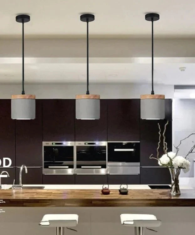 Modern Industrial Led Single Head Cement Pendant Lamps Warm Simple Hanging Light For Living Room