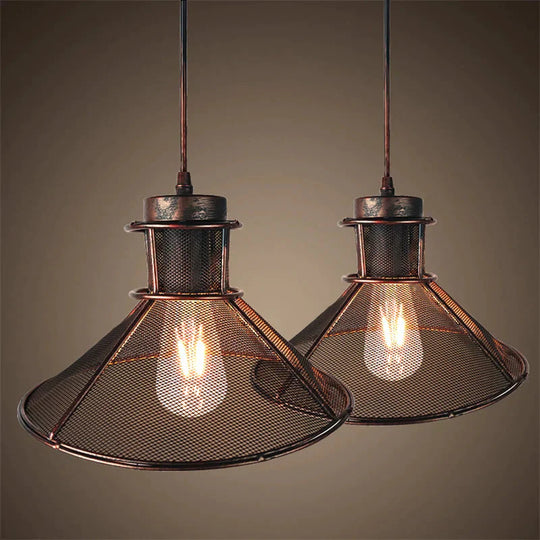 Loft Modern American Style Umbrella Grid Iron Pendant Lamps E27 Lights Illumination For