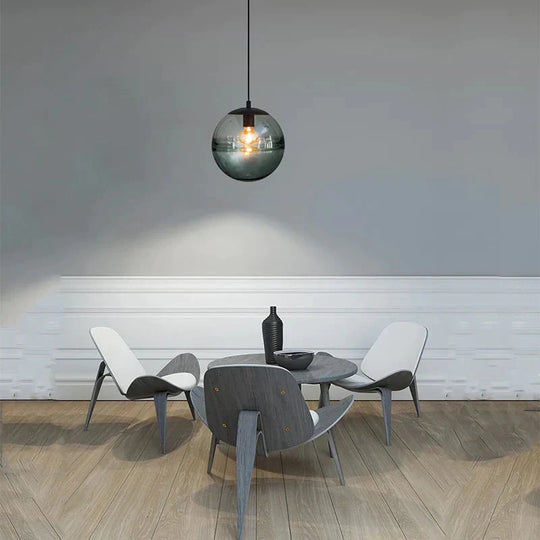 Modern Personality Pendant Lamp E27 Glass Round Ball Water Pattern Light For Kitchen Living Room