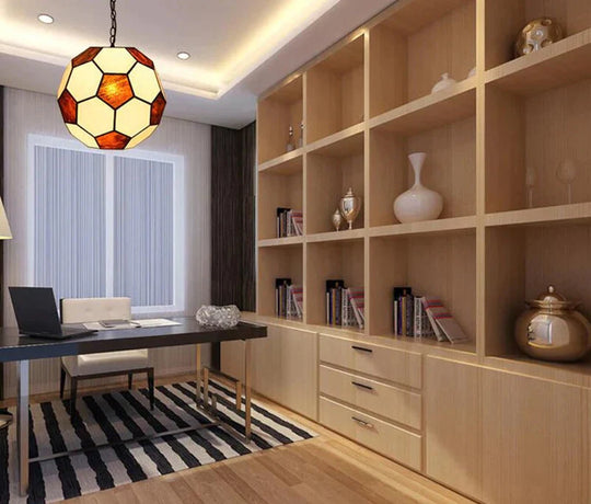 Modern Novelty Football Glass Pendant Lamp Led E27 Lustre Light For Living Room Bedroom Restaurant