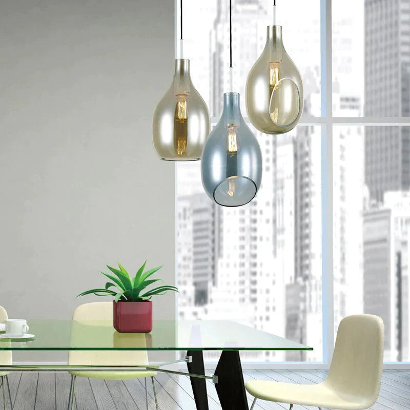 Nordic Loft Glass Pendant Light Led E27 Home Deco Modern Hanging Lamp For Bedroom Living Room