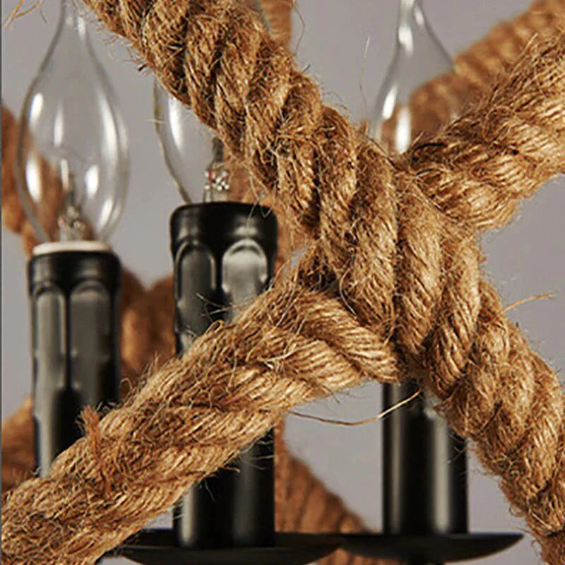 Loft Style Nordic Retro Creative Clothing Store Coffee Hall Rope Chandelier Industrial Lamp