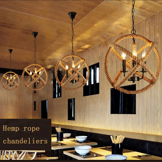 Loft Style Nordic Retro Creative Clothing Store Coffee Hall Rope Chandelier Industrial Lamp