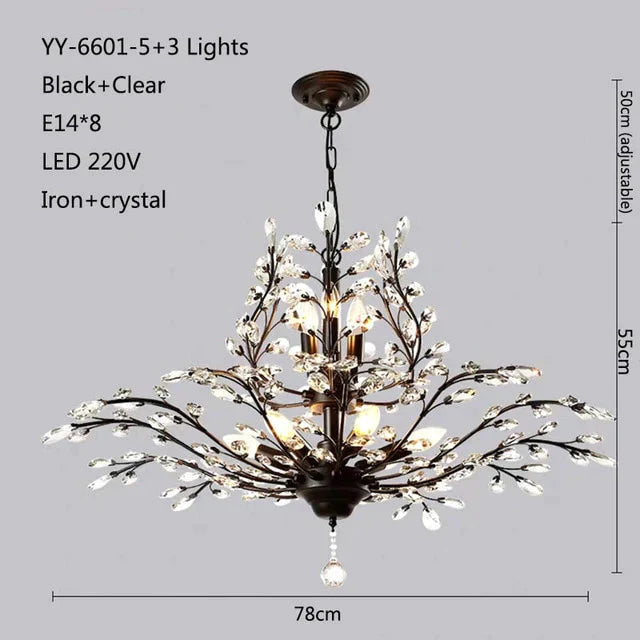 American Luxurious Crystal Chandelier E14 Led For Restaurant Lighting Modern Home Decor Fixtures